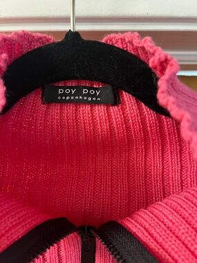 poy poy Copenhagen Pink Ribbed Zip Cardigan